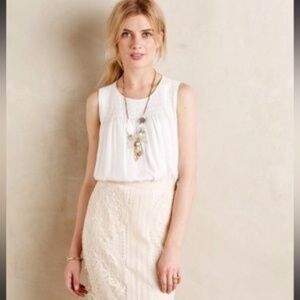 Anthropologie Dolan Left Coast Smocked Swing Tank in White Medium